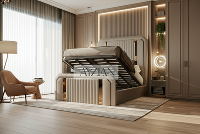 Tanner Glossy Gold Strip Elegance Bed