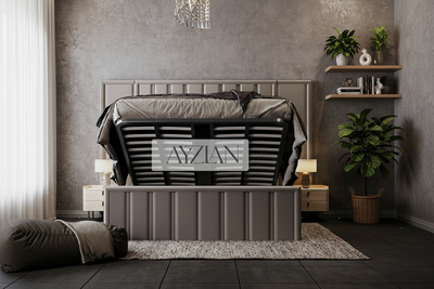 Jameson Wide Headboard Panel Stripe Bed