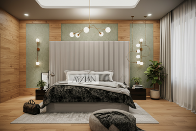 Alwin Wide Headboard Panel Stripe Bed