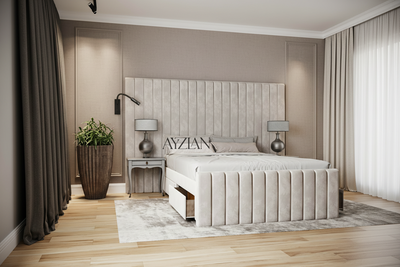 Merry Wide Headboard Panelled Stripe Storage Divan Drawer Bed