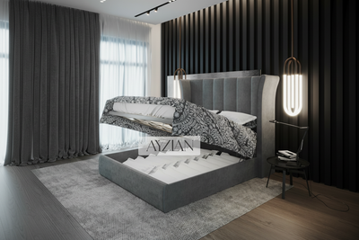 Ashley High Winged Upholstered Bed