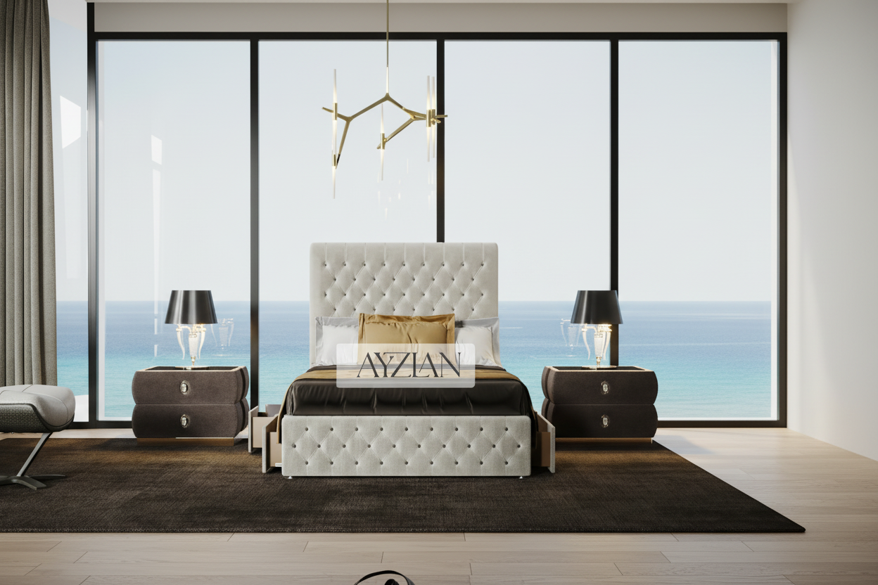 Oscar Designer Sleigh Scroll Storage Drawer Divan Bed