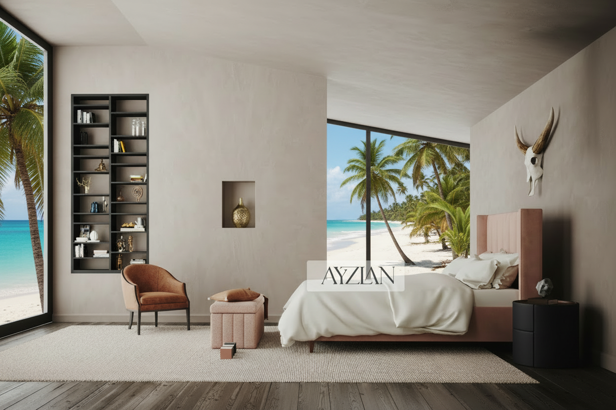 Edith Low Footend Stripe Panel Lined Winged Bed