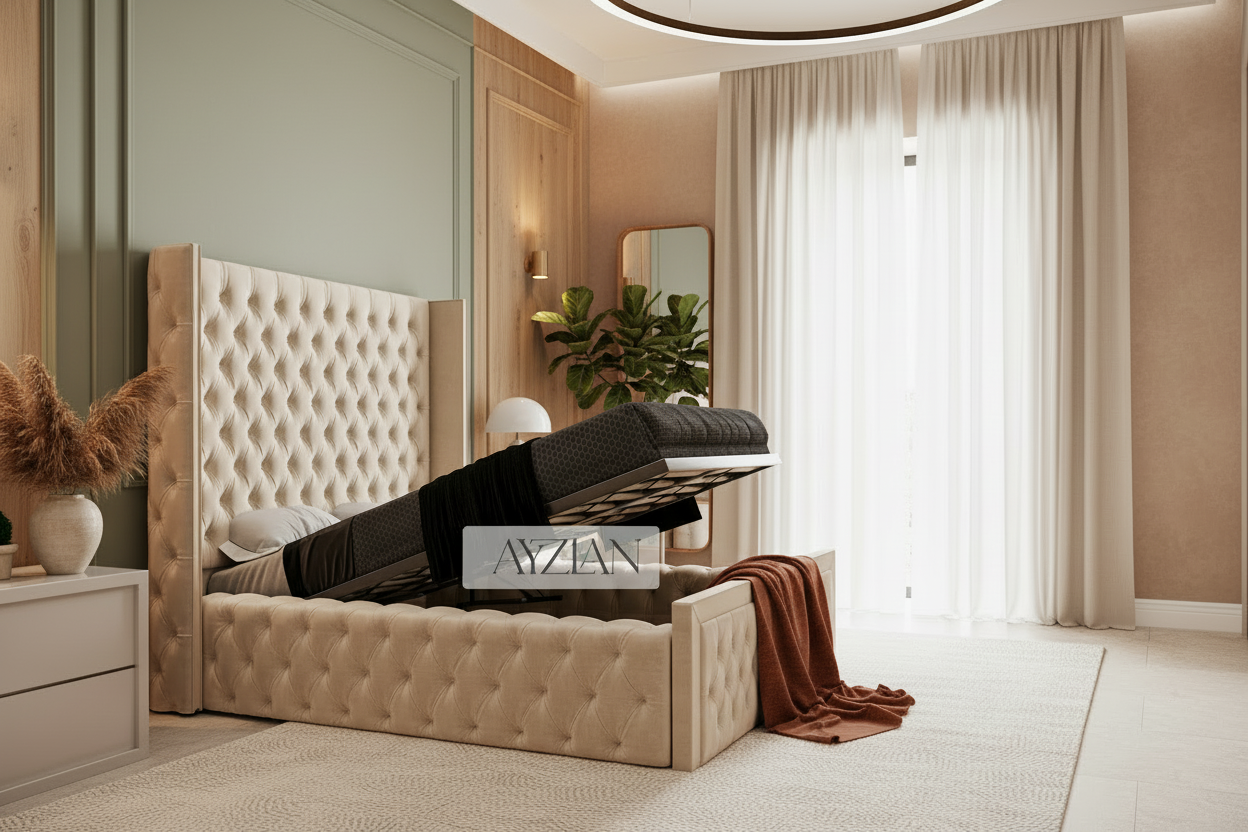 Ruby Upholstered Sides Fabric Luxury Designer Bed