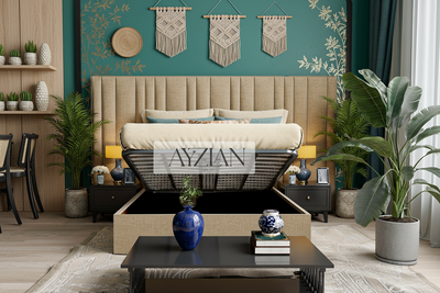 Hopper Wide Headboard Stripe Lines Linear Bed