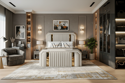 Tanner Glossy Gold Strip Elegance Bed