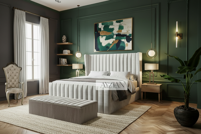 Curve Winged Dawn Stripe Panel Lined Bed