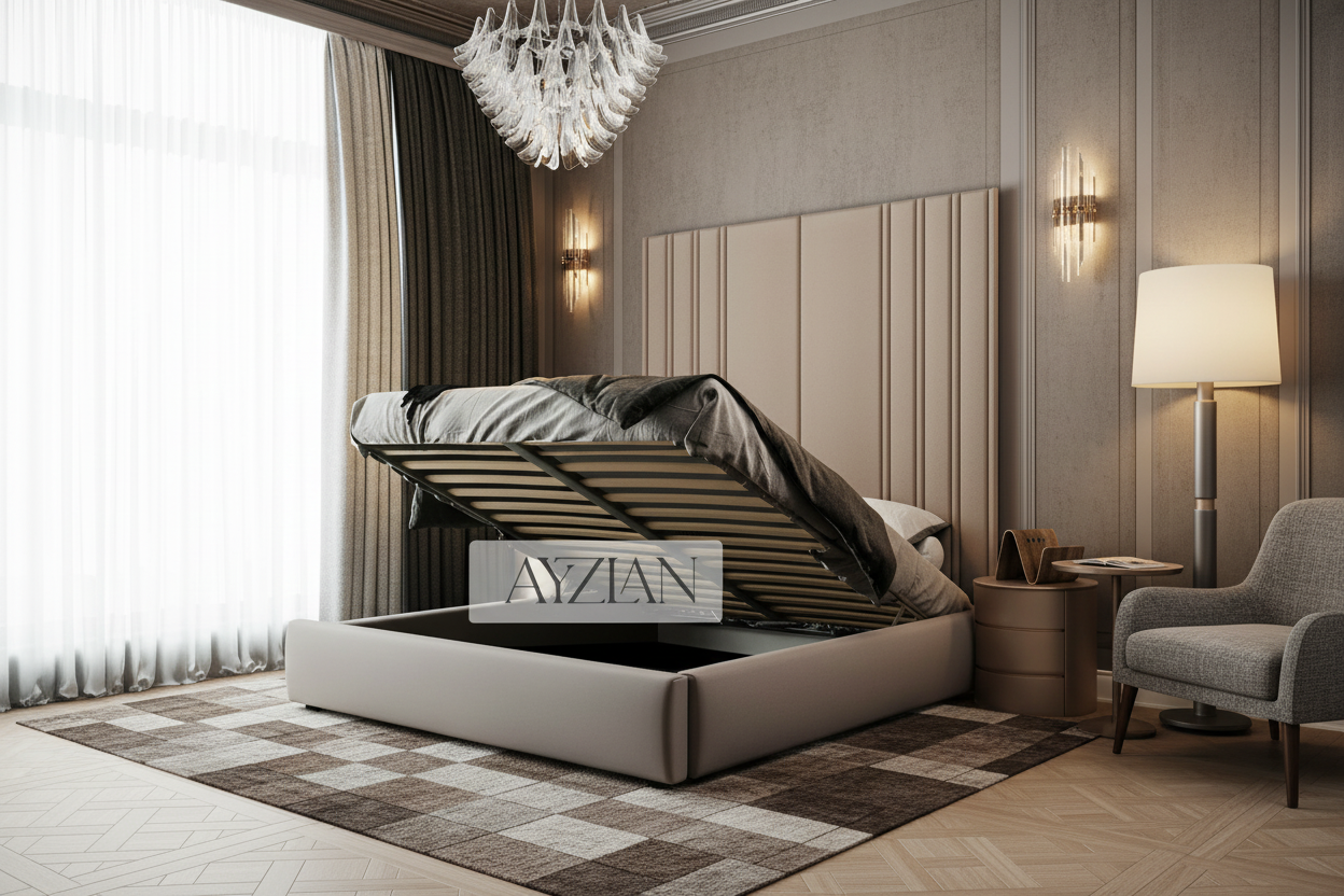 Royal Wide Headboard Panel Stripe Bed