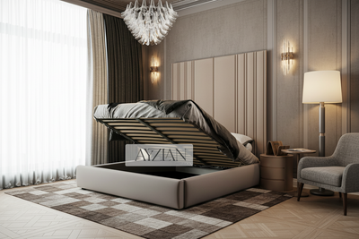 Royal Wide Headboard Panel Stripe Bed