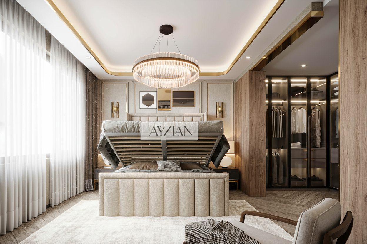 Blake Bumber Stripe Panel Line Winged Bed