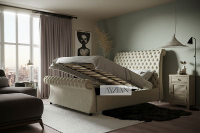 Millie Curve Foot Style Chesterfield Scroll Sleigh Bed