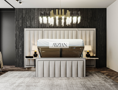 Godiva Wide Headboard Panelled Stripe Bed