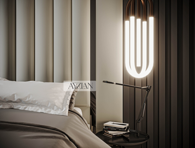 Arden Wide Extended Headboard Mirror Stripe Panelled Bed