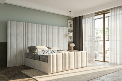 William Stripe Line Panel Wide Headboard Bed