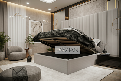 Alwin Wide Headboard Panel Stripe Bed