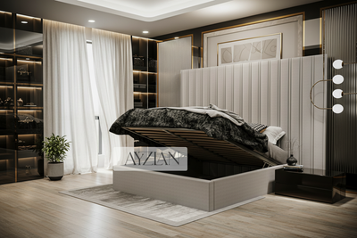 Alwin Wide Headboard Panel Stripe Bed