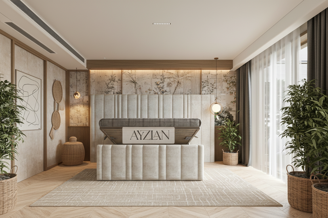 William Stripe Line Panel Wide Headboard Bed