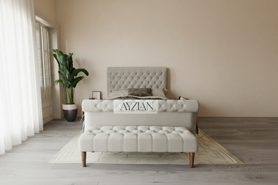 Zoe Chesterfield Scroll Sleigh Bed