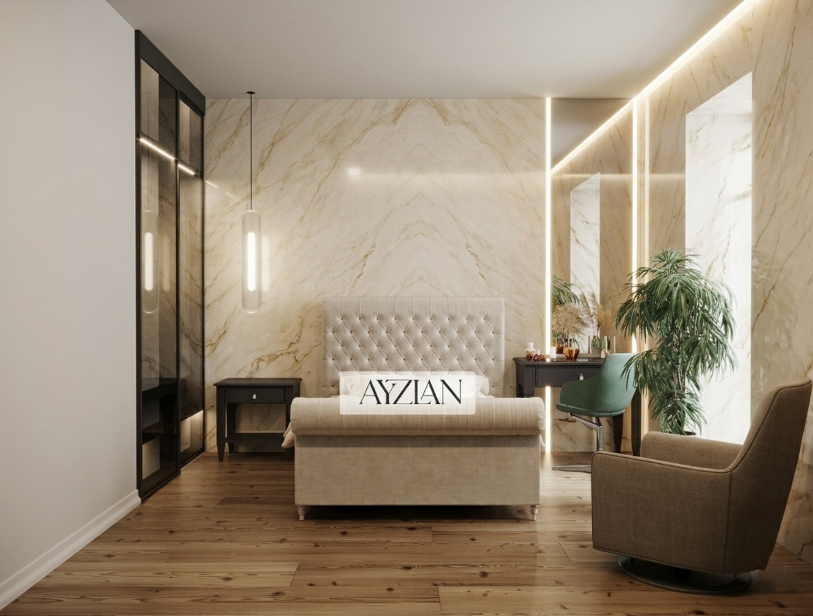 Rio Chesterfield Sleigh Stripe Scroll Bed