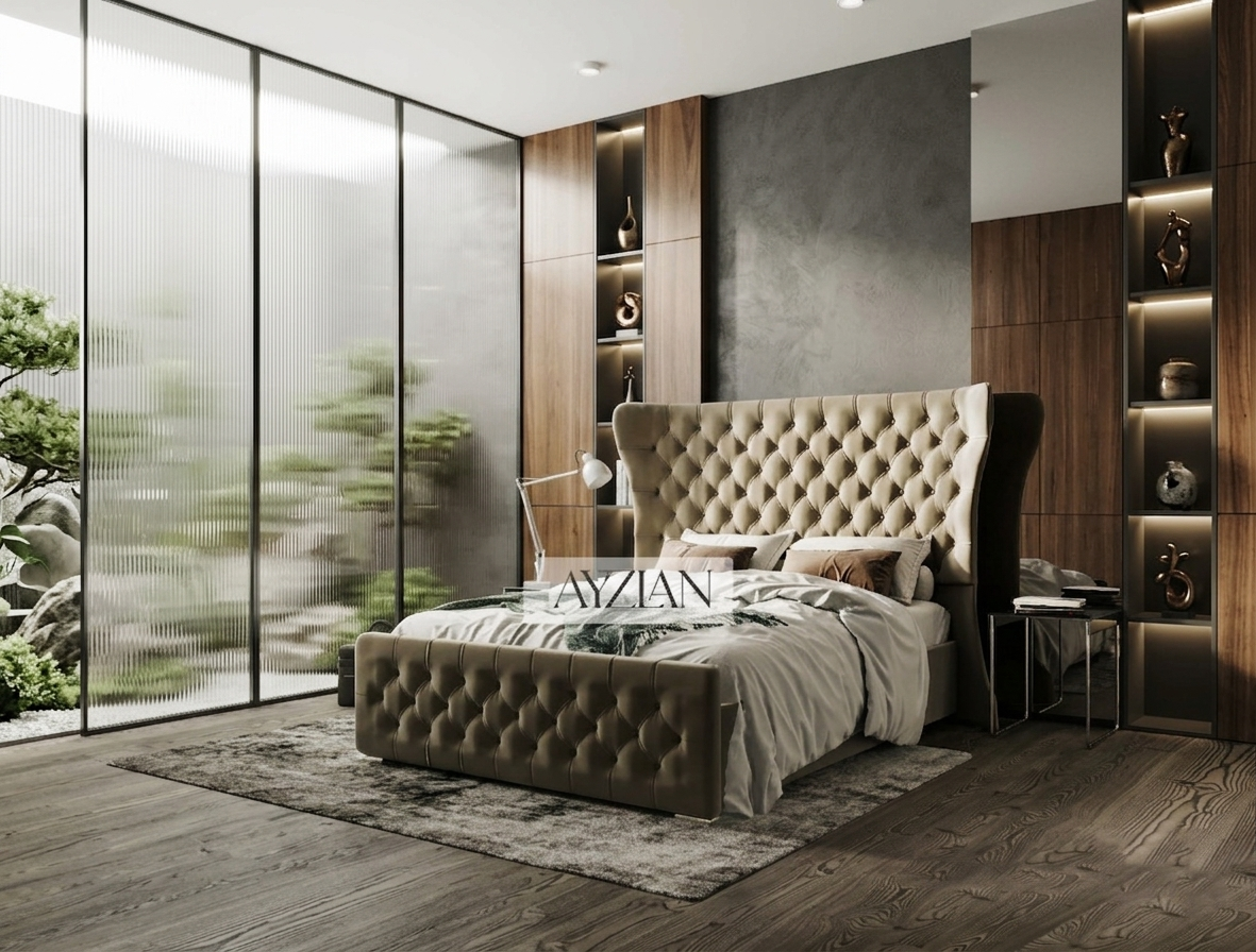 Monaco Tall Headboard Winged Bed