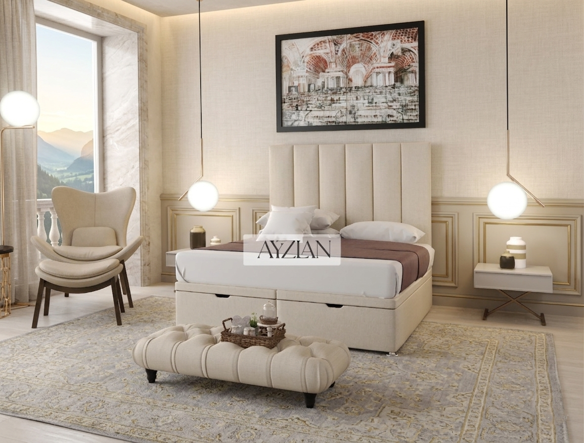 Berlin Line Stripe Divan Ottoman Storage Bed