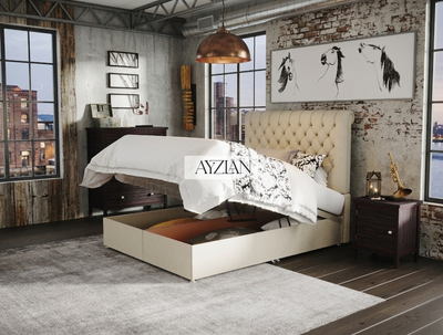 Lennon Chesterfield Sleigh Scroll Divan Ottoman Storage Bed