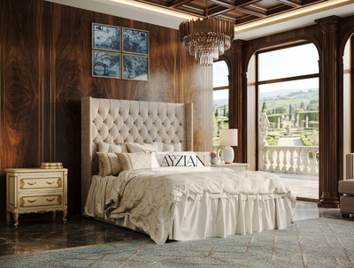 Elba Chesterfield Upholstered Wingback Bed