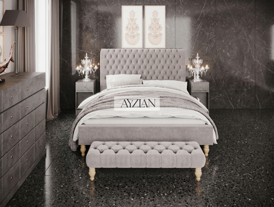 Thornberry Chesterfield Sleigh Scroll Small Footboard Bed