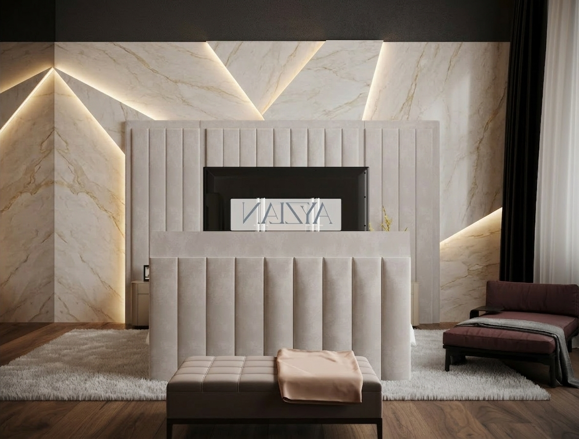 Silo Wide Headboard Panelled Stripe Tv Bed