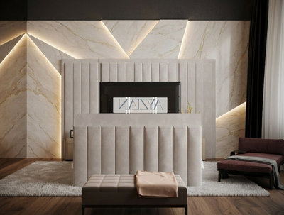 Silo Wide Headboard Panelled Stripe Tv Bed
