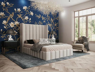 Walden Tall Headboard Winged Stripe Bed