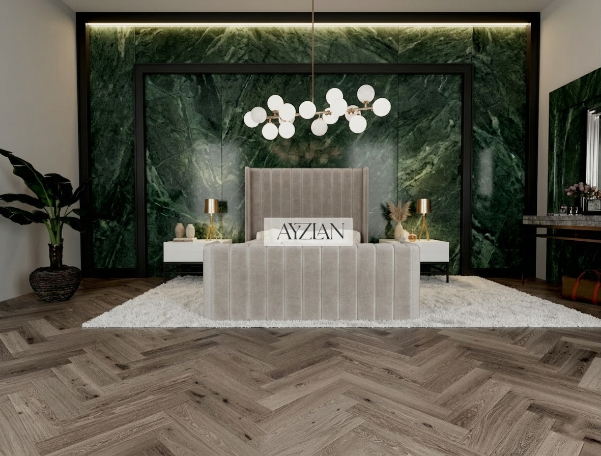 Grace Winged Stripe Curved Footboard Bed