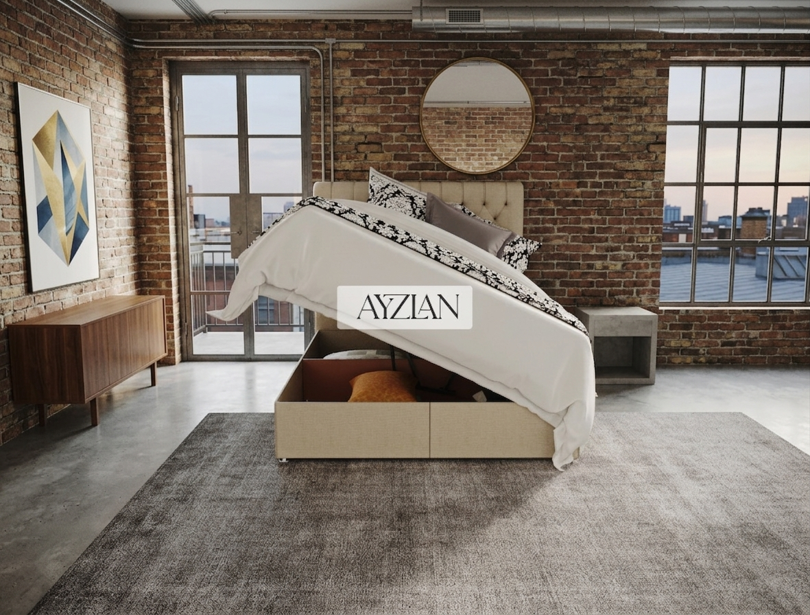 Lennon Chesterfield Sleigh Scroll Divan Ottoman Storage Bed