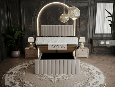 Merry Wide Headboard Panelled Stripe Bed