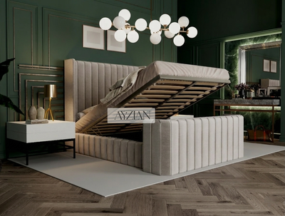 Grace Winged Stripe Curved Footboard Bed