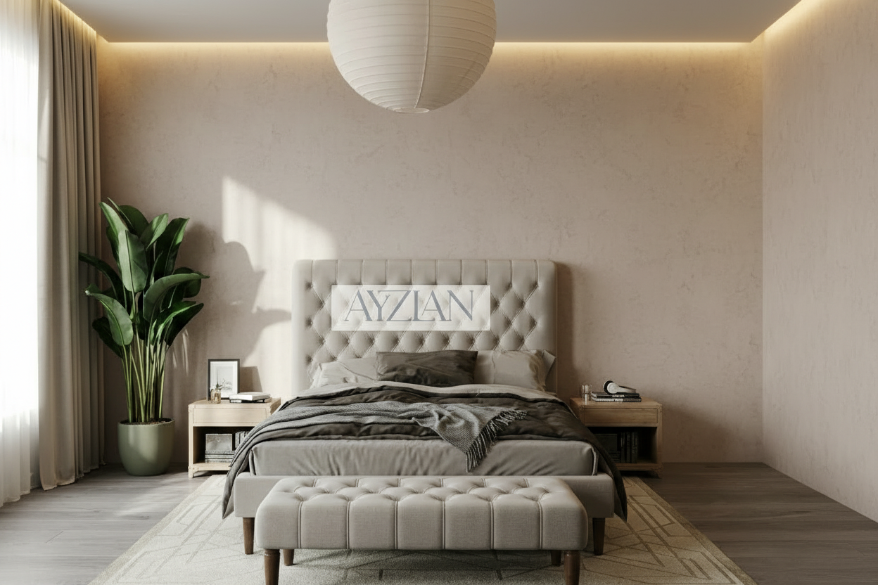 Zoe Chesterfield Scroll Sleigh Bed