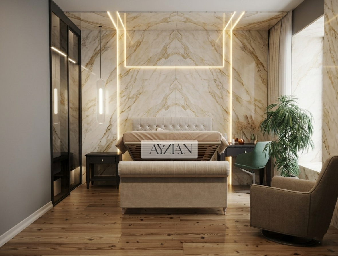 Rio Chesterfield Sleigh Stripe Scroll Bed