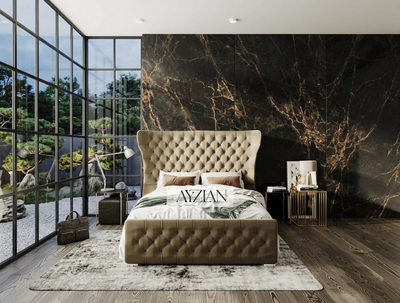 Monaco Tall Headboard Winged Bed