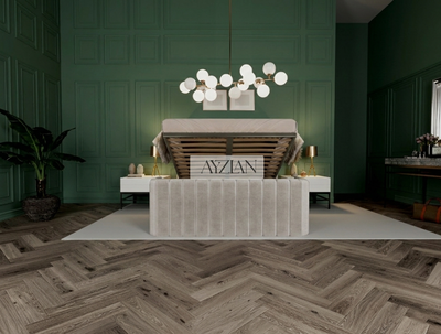 Grace Winged Stripe Curved Footboard Bed