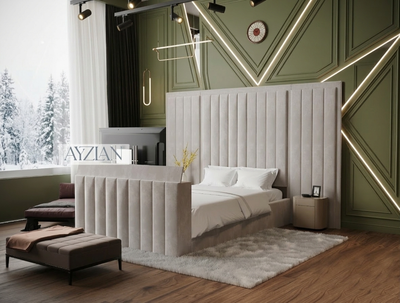 Silo Wide Headboard Panelled Stripe Tv Bed