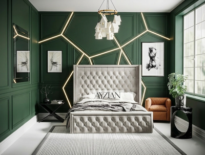 Kelsey Bumber Square Wingback Bed