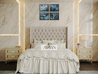 Elba Chesterfield Upholstered Wingback Bed