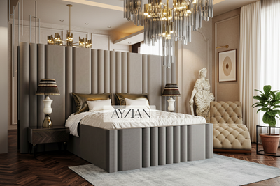 Bentley Wide Headboard Panelled Stripe Bed