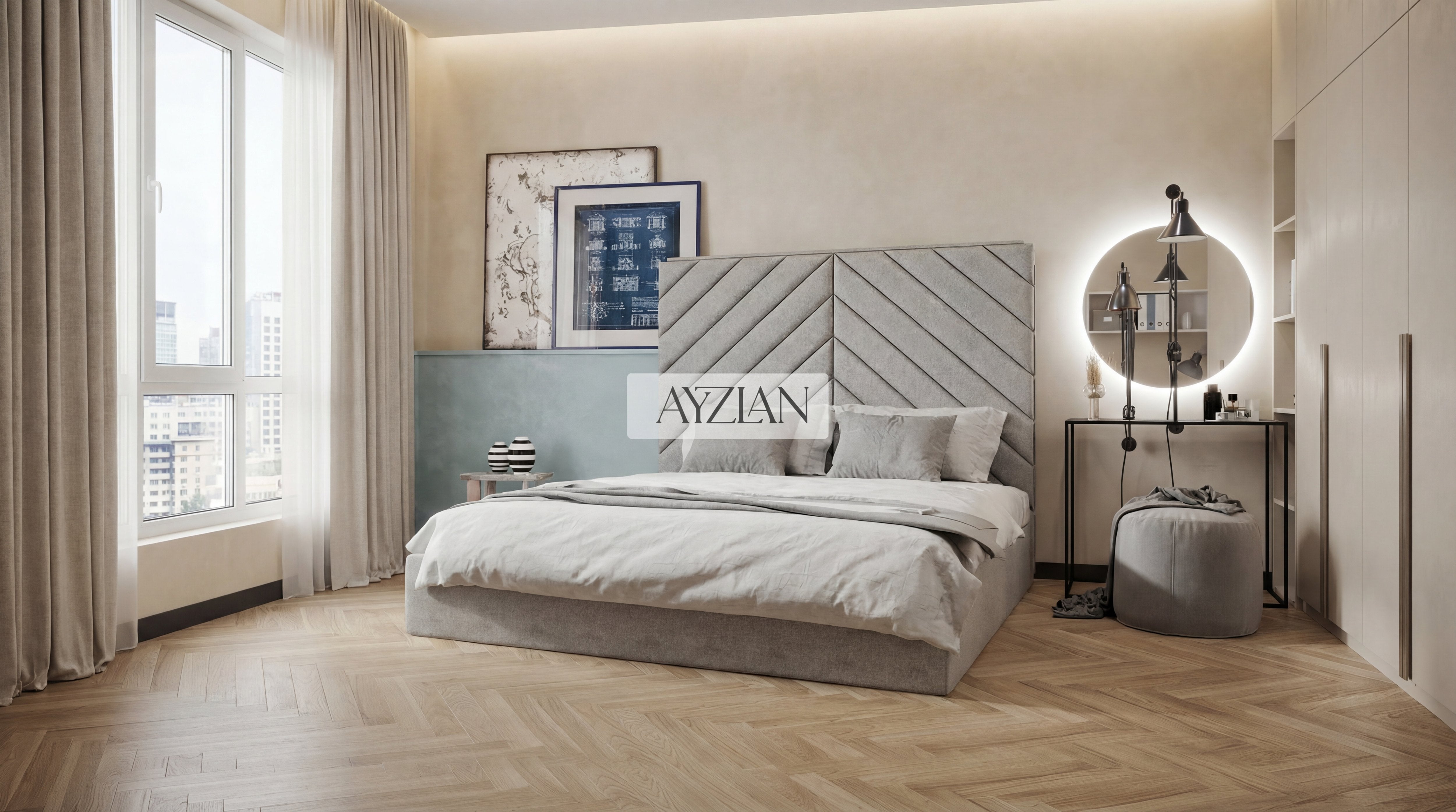 Lily Chesterfield Cross Panel Bed