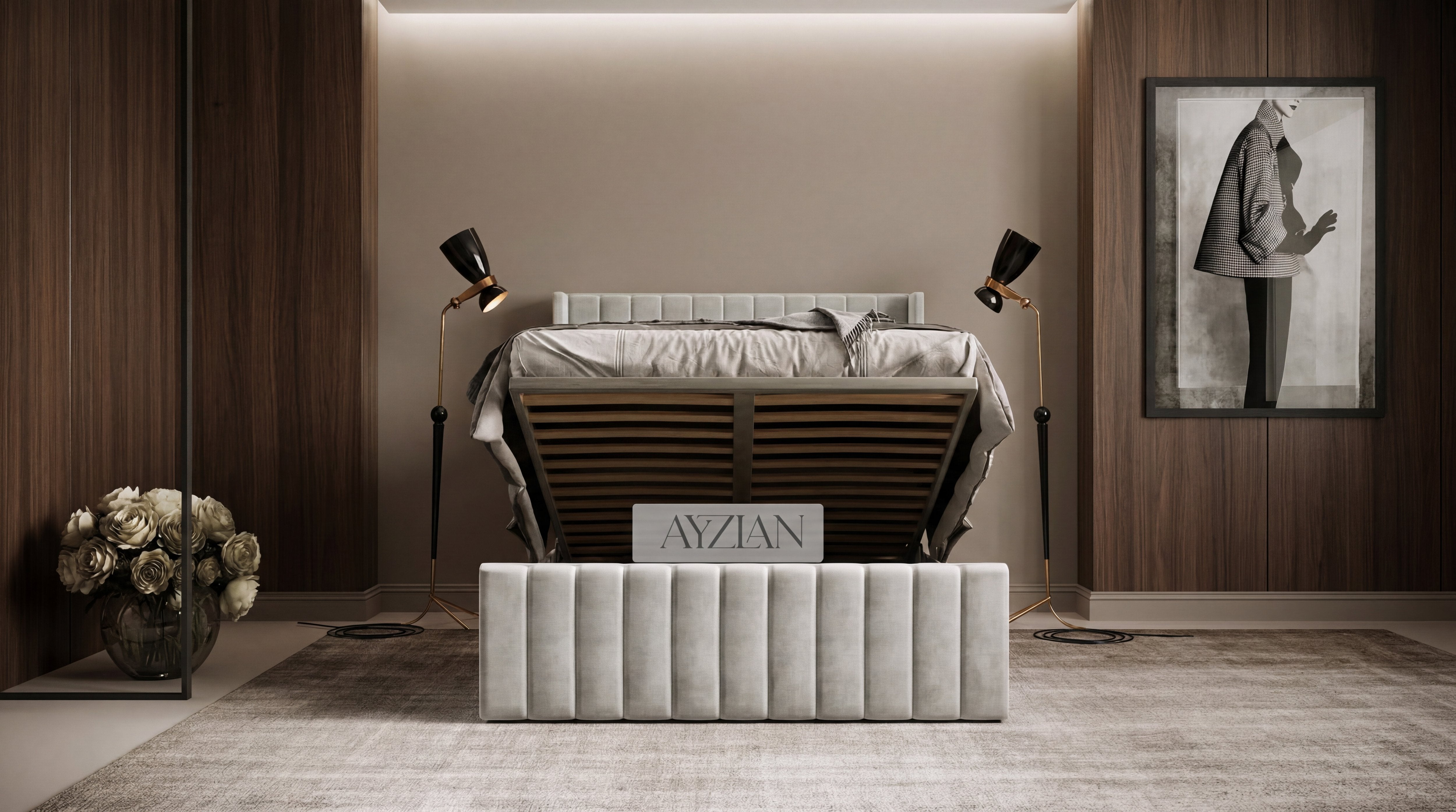 Tyler Linear Stripe Panel Lined Bed