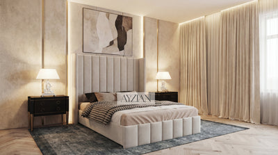 Walden Tall Headboard Winged Stripe Bed