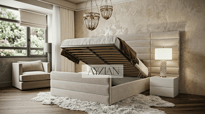 Alfie Wide Headboard Upholstered Line Panel Bed