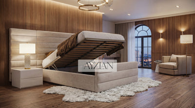 Alfie Wide Headboard Upholstered Line Panel Bed